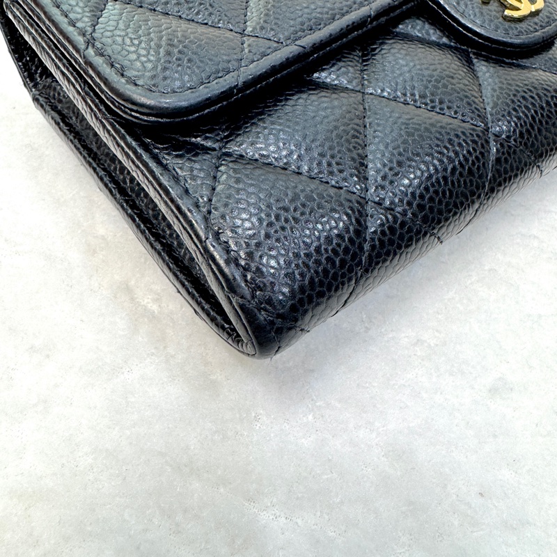 🩶香奈兒芯片Chanel黑金荔枝皮coco下蓋長夾AP0241-11