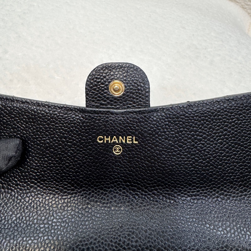 🩶香奈兒芯片Chanel黑金荔枝皮coco下蓋長夾AP0241-17