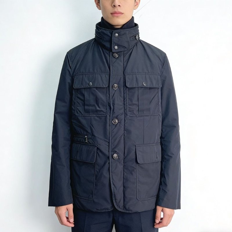 Moncler 男款黑色雙層領羽絨外套 衣長80cm,胸圍110cm, 98新配件塵袋-0