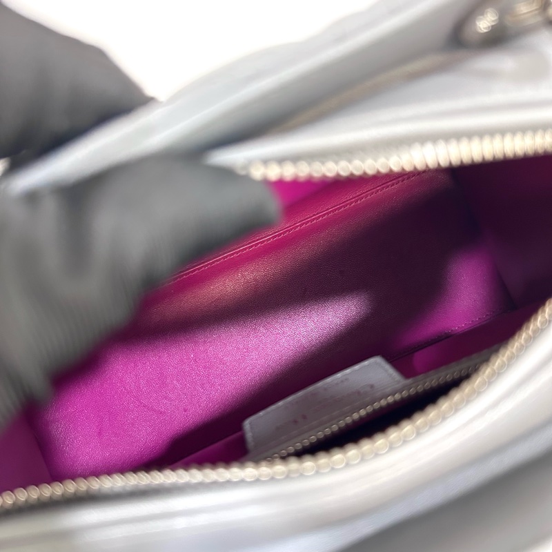 🩶限量拼色稀有迪奧黛妃Dior灰拚粉紫色羊皮Lady Dior五格中號黛妃包M0550-17