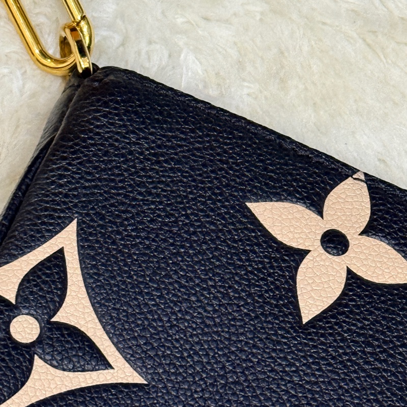 未使用品✨LV牛皮印花 雙色 黑白 斜背包 揹帶可調長度 可拆卸-22