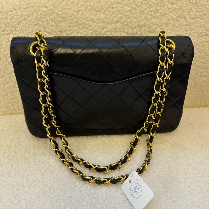 Chanel香奈兒黑金CF中號,中古羊皮款,金色金扣真係超級耐看!經典菱格紋設計,-20