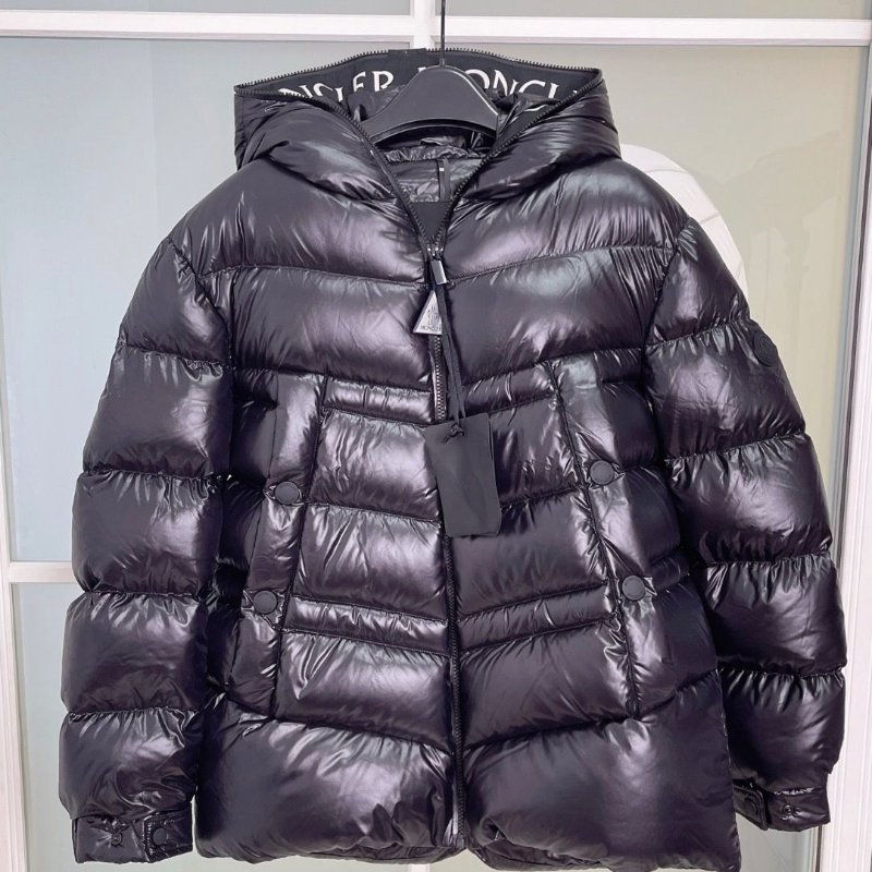 Moncler FW22 Clair 黑色亮面連帽短款羽絨外套2碼 全新閒置配件塵袋-1