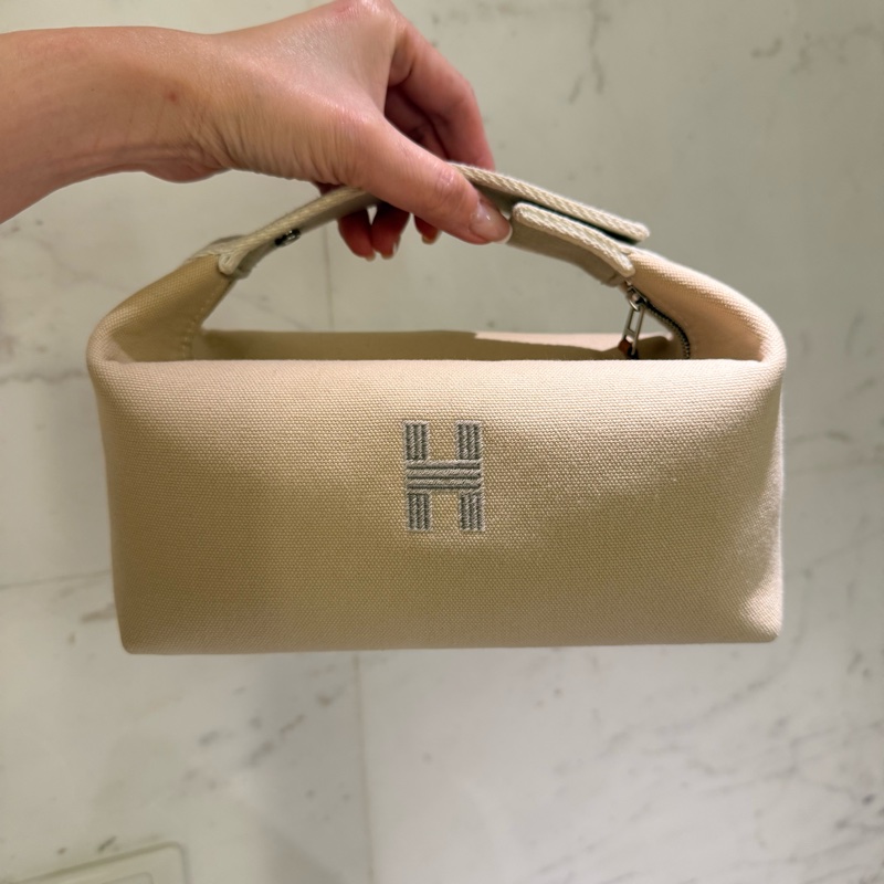 Hermes 97/98新 閒置小號 米色 盥洗包/便當盒-0