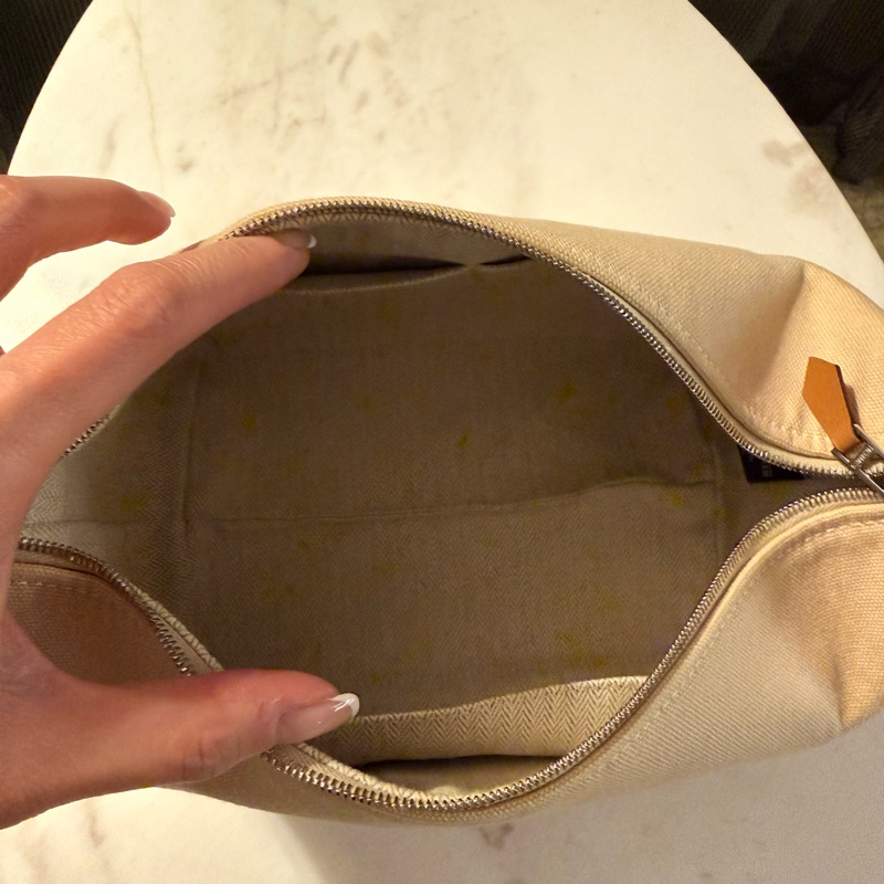 Hermes 97/98新 閒置小號 米色 盥洗包/便當盒-10