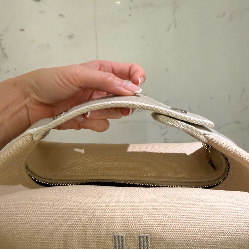 Hermes 97/98新 閒置小號 米色 盥洗包/便當盒-18