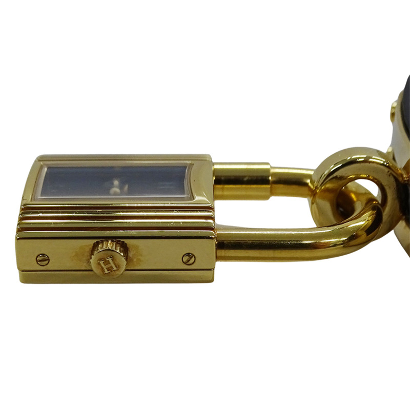 愛馬仕 Kelly 女士腕錶,石英機芯,QZ GP,皮革錶帶,金色錶盤,黑色錶殼,B-3