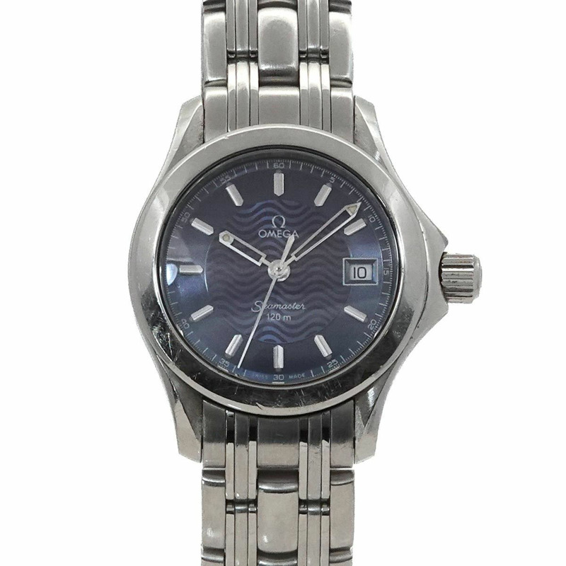 歐米茄海馬系列120 2581-81 女士腕錶，附日期顯示，藍色石英機芯-0