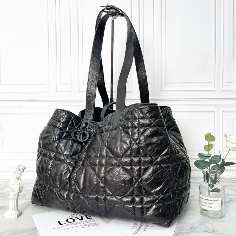 Dior Toujours大號黑色油蠟皮托特包37×27×21 98新配件塵袋保卡-2
