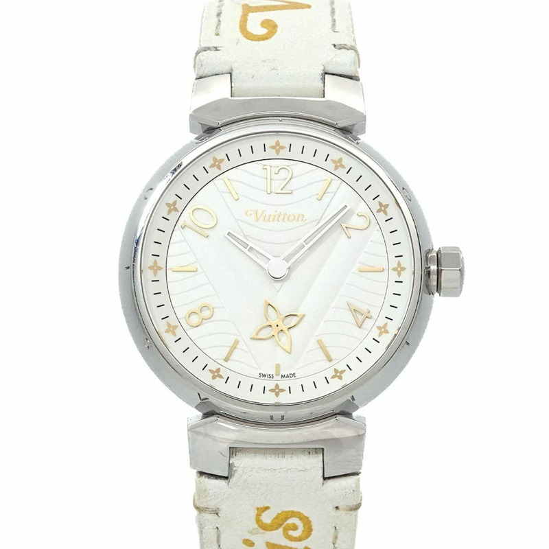 路易威登 Tambour New Wave MM QA092 女士銀色石英腕錶-0