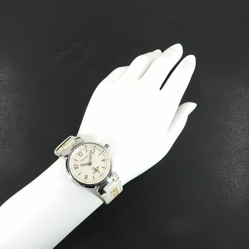 路易威登 Tambour New Wave MM QA092 女士銀色石英腕錶-3