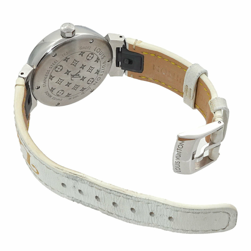 路易威登 Tambour New Wave MM QA092 女士銀色石英腕錶-4