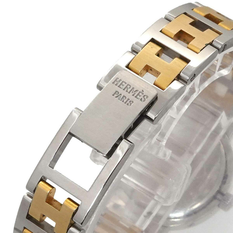 愛馬仕 Clipper 女士雙色日期顯示白色石英腕錶-5