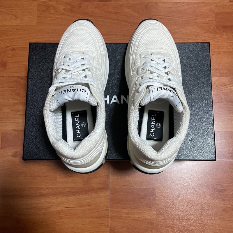 Chanel香奈兒24s徽標雙C運動鞋 白色大王 白色 37碼-3