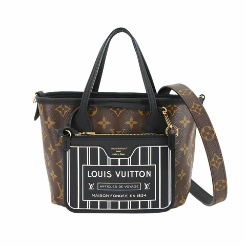 路易威登 Monogram Neverfull Inside Out BB 兩手提/肩背包，黑色，M12099，RFID