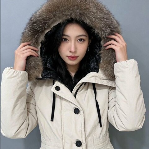 Moncler狐狸毛領收腰羽絨外套2碼 胸圍90 衣長85 98新配件塵袋