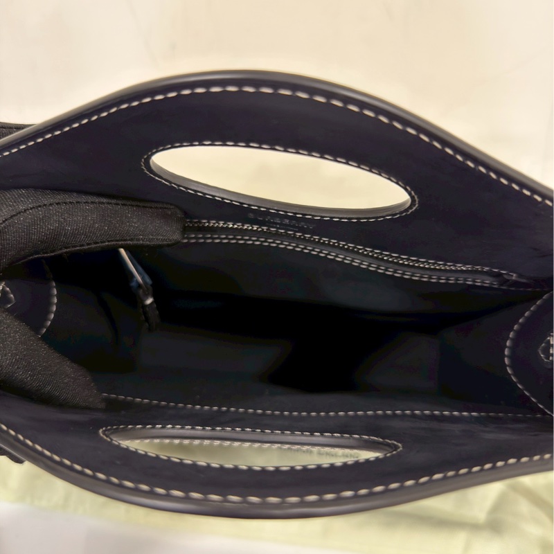 實用設計款❤️‍🔥 超低價😍Burberry黑色帆布拼皮刺繡Logo手提斜背包-8