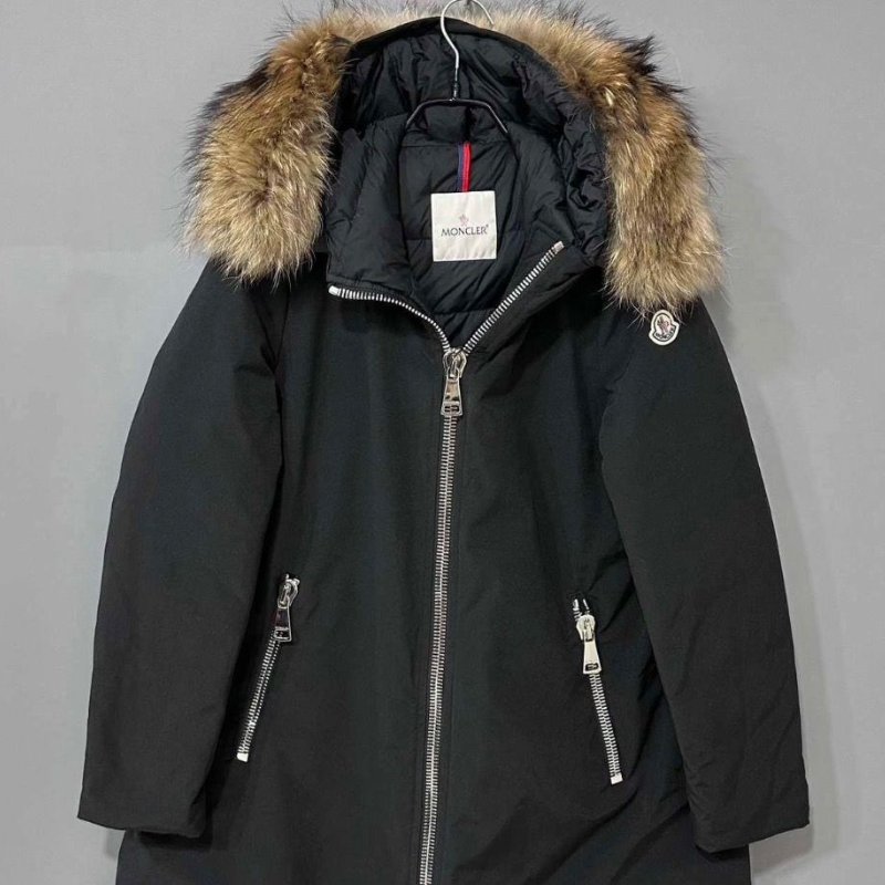 Moncler黑色中長款狐毛領羽絨外套3碼胸圍108衣長85 99新配件塵袋衣架-1