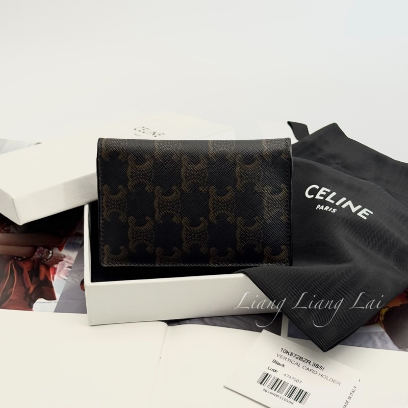 CELINE 經典TRIOMPHE帆布黑色卡片夾｜名片夾-3