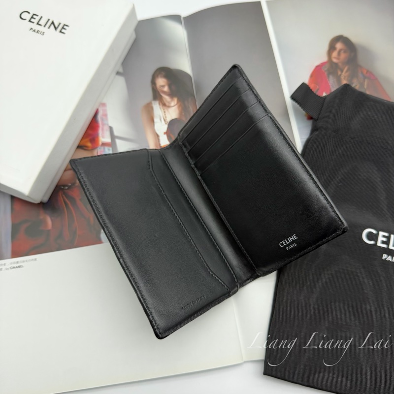 CELINE 經典TRIOMPHE帆布黑色卡片夾｜名片夾-4