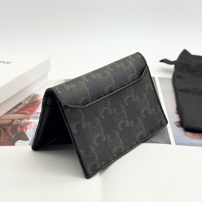 CELINE 經典TRIOMPHE帆布黑色卡片夾｜名片夾-12