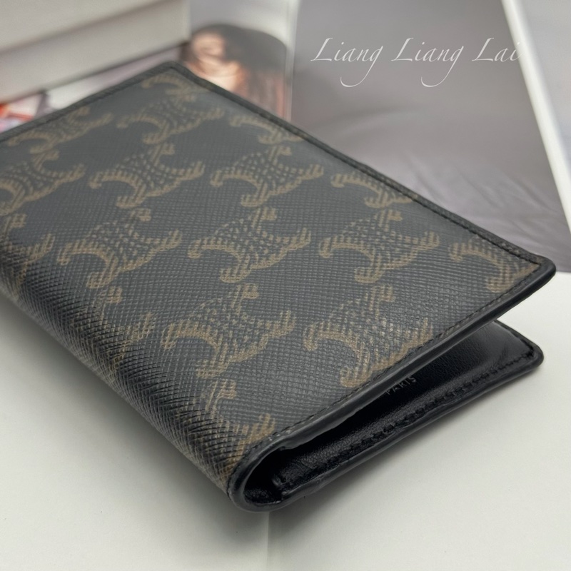 CELINE 經典TRIOMPHE帆布黑色卡片夾｜名片夾-19