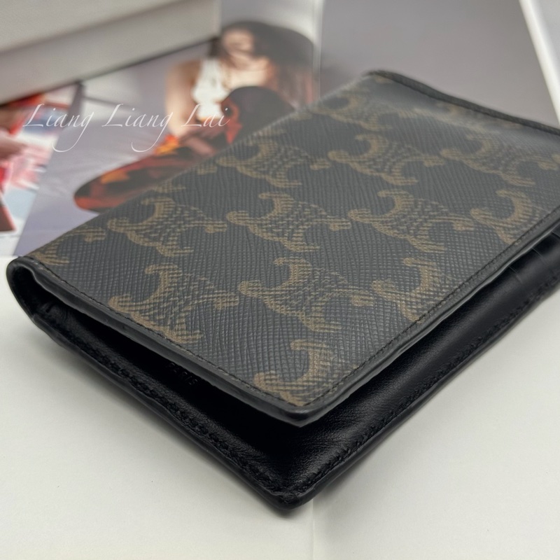 CELINE 經典TRIOMPHE帆布黑色卡片夾｜名片夾-20