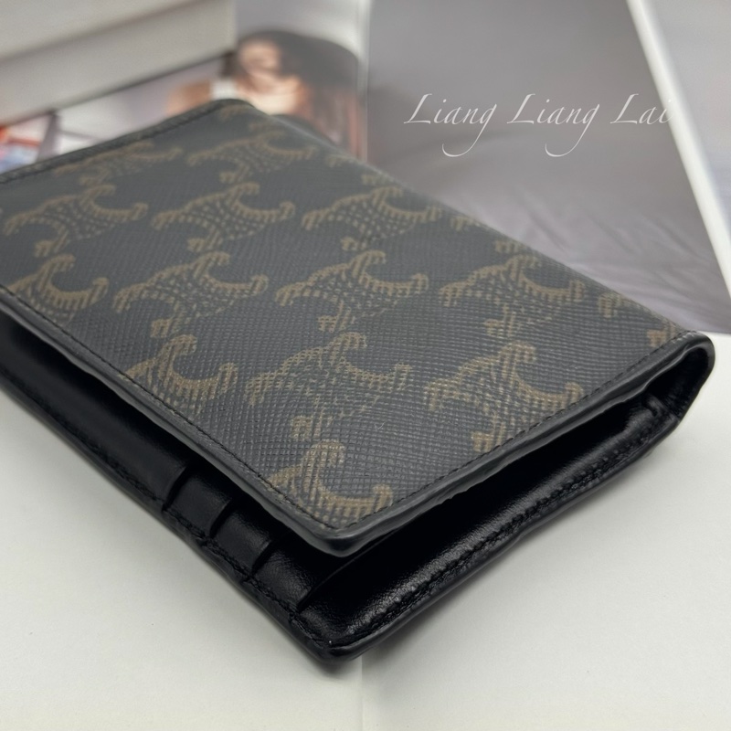 CELINE 經典TRIOMPHE帆布黑色卡片夾｜名片夾-22