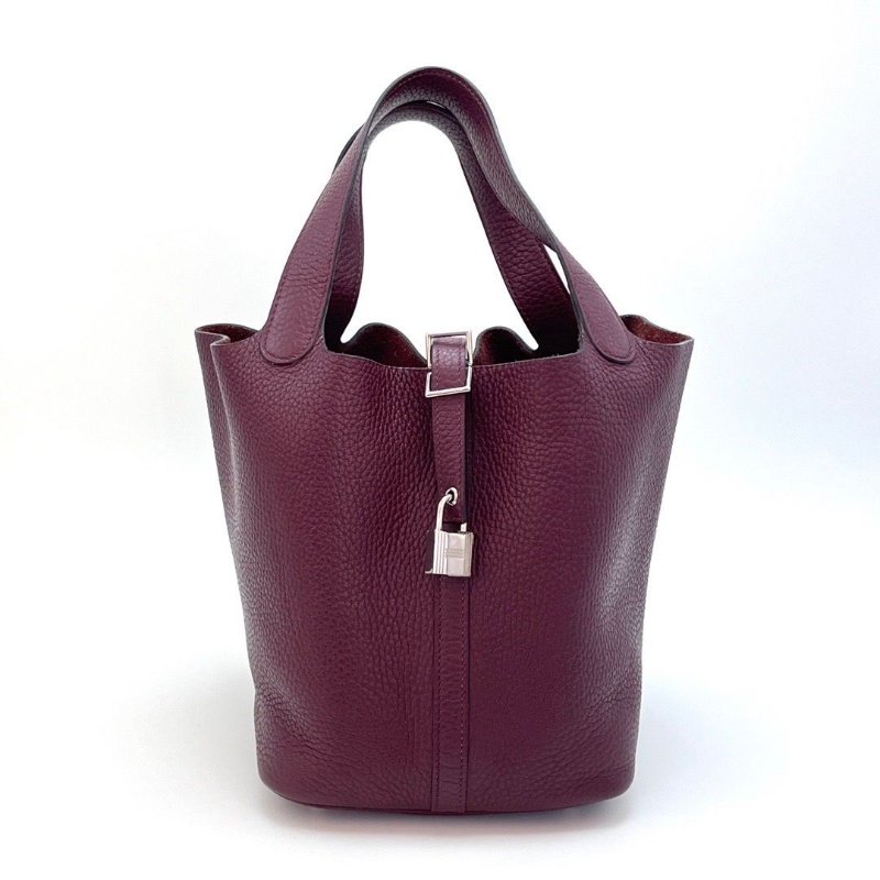 HERMES 威尼斯紅銀扣菜籃子22手提包22*22*18 98新配件塵袋鎖-1