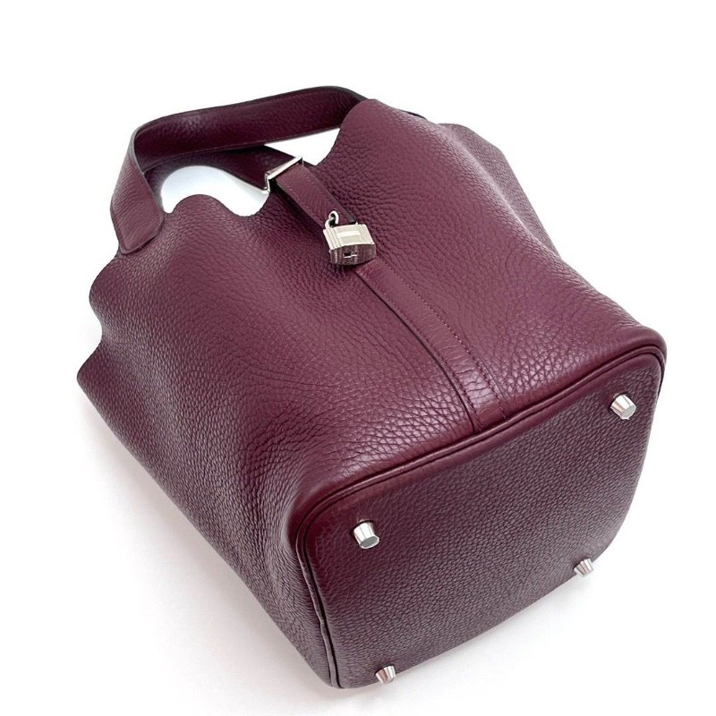 HERMES 威尼斯紅銀扣菜籃子22手提包22*22*18 98新配件塵袋鎖-3