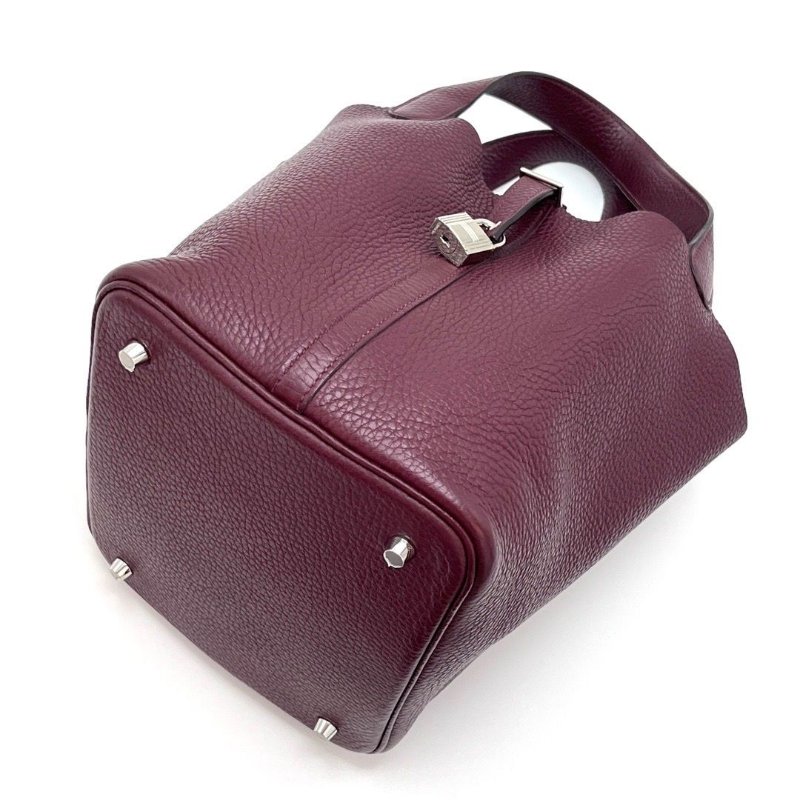 HERMES 威尼斯紅銀扣菜籃子22手提包22*22*18 98新配件塵袋鎖-5