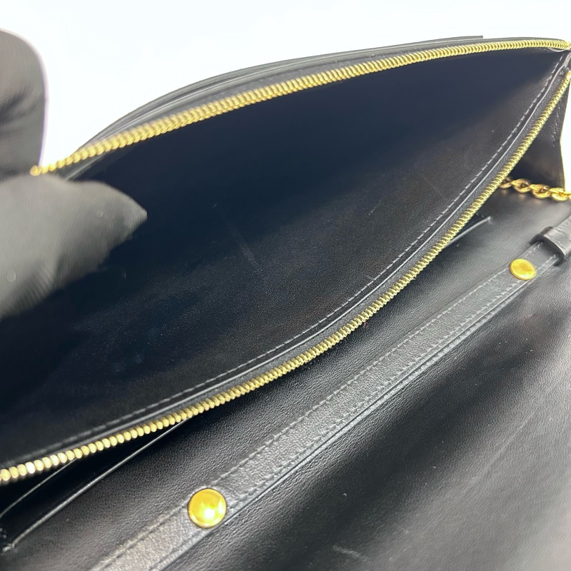 🧳賽琳手拿包Celine黑拚深藍蜥蜴牛皮Pocket WOC-15