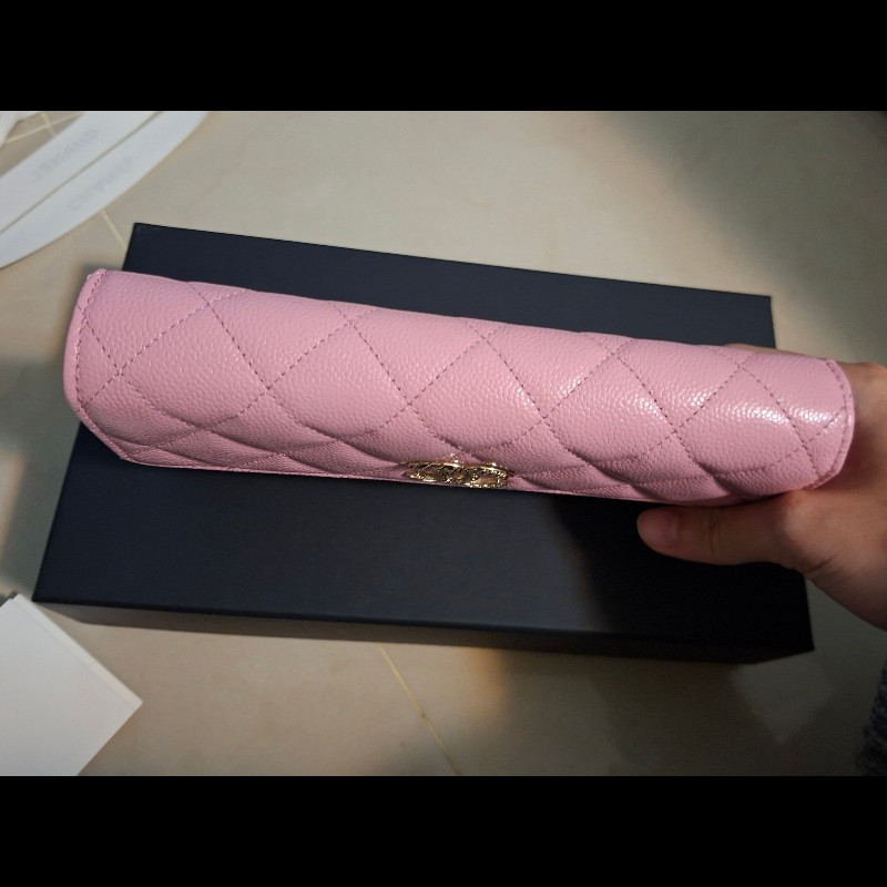 【售】Chanel 經典荔枝牛皮長夾（溫柔粉/編織金釦）⚘️情人節首選❤️大全配附購證-8
