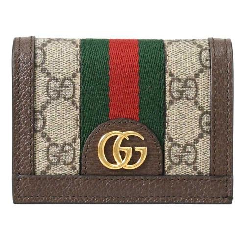 GUCCI 735574 Ophidia GG 經典老花織帶扣式零錢短夾.咖-0