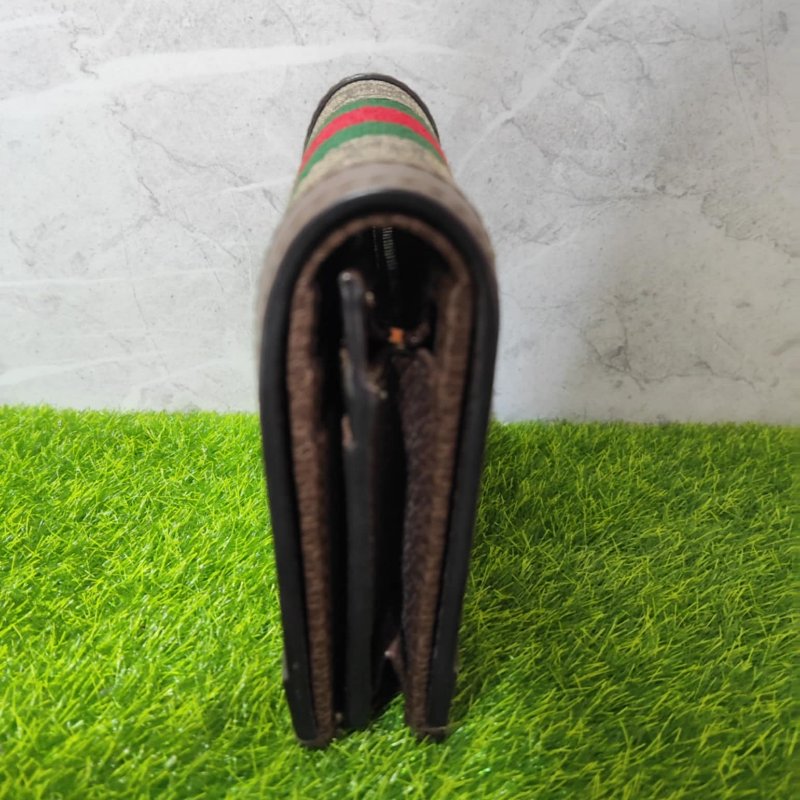 GUCCI 735574 Ophidia GG 經典老花織帶扣式零錢短夾.咖-3