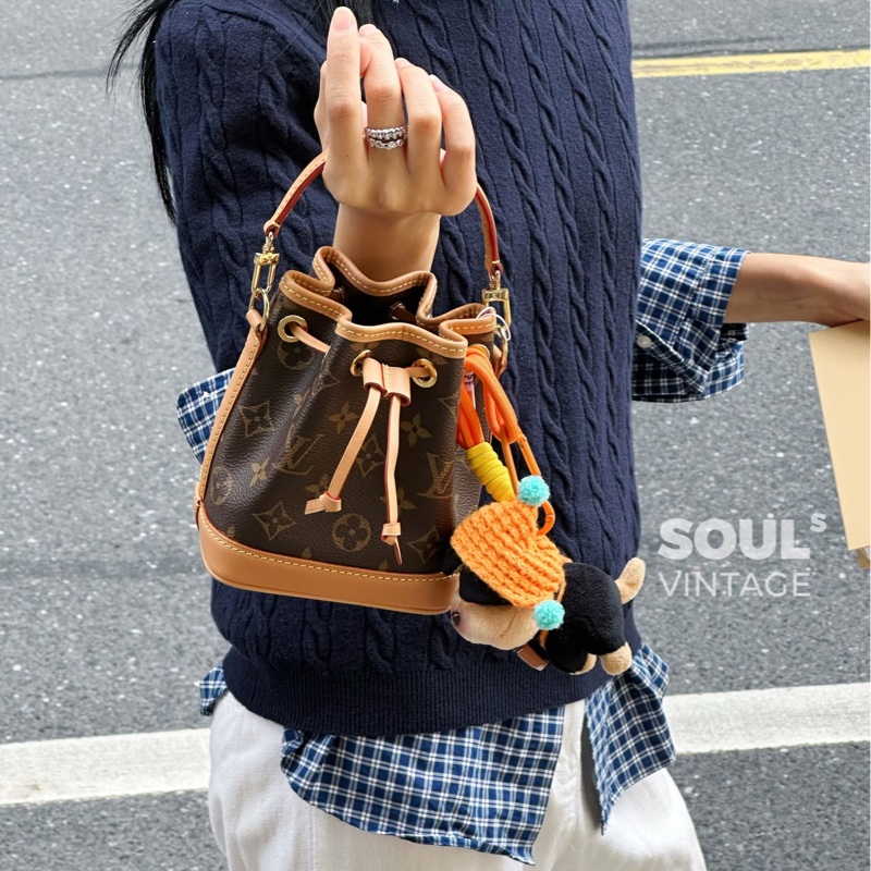 🔥不用4萬🫶🏻路易威登小水桶LV原花Nano Noe束口手把水桶包M81266-2