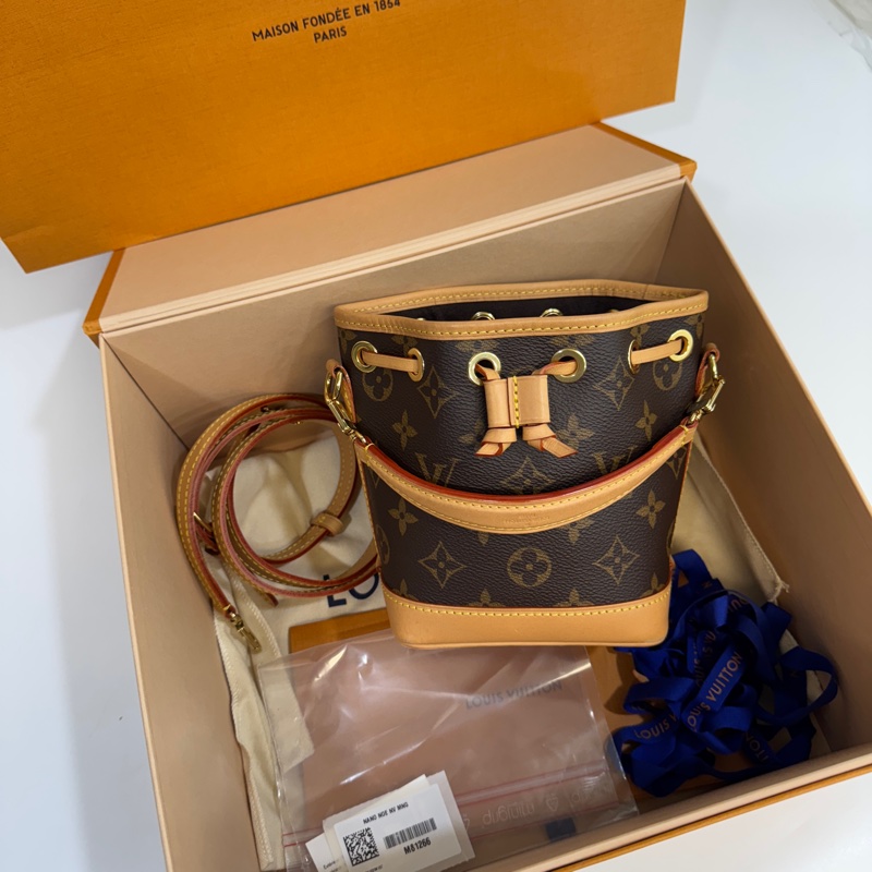 🔥不用4萬🫶🏻路易威登小水桶LV原花Nano Noe束口手把水桶包M81266-9