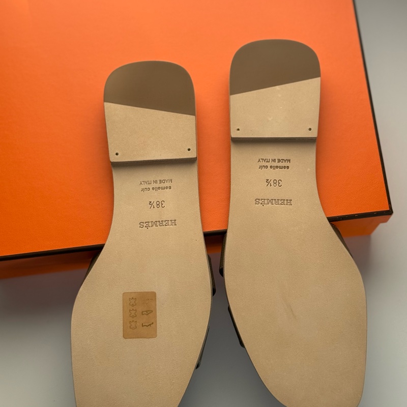 Hermès 經典大象灰H拖鞋/全新品-2