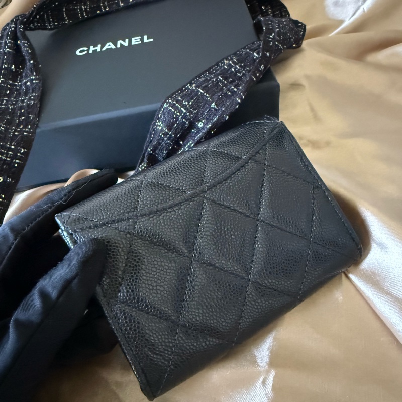 全新全配Chanel黑金雙層卡包聖誕包裝-6
