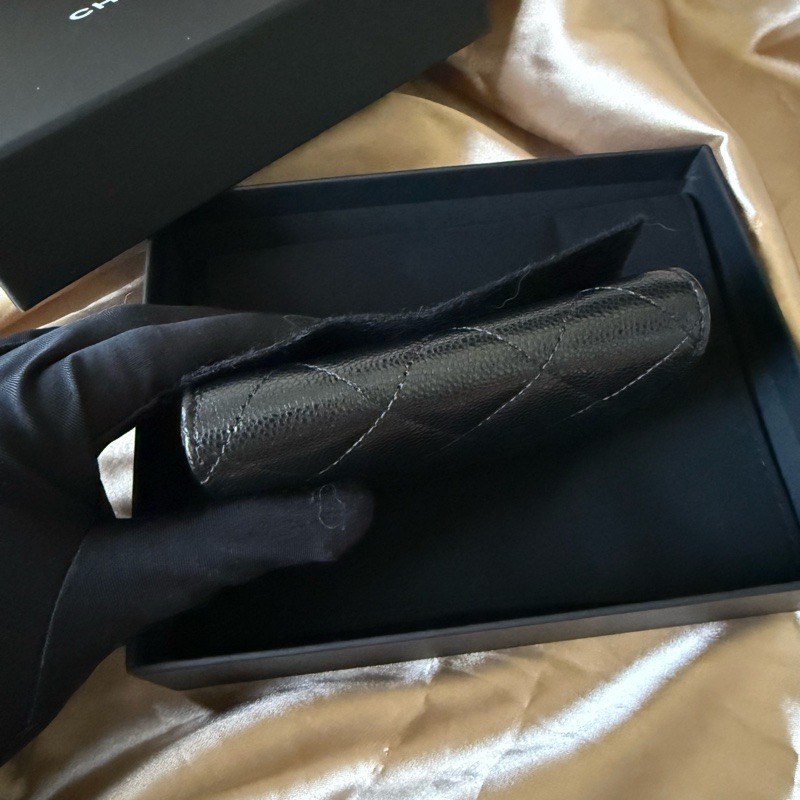 全新全配Chanel黑金雙層卡包聖誕包裝-7