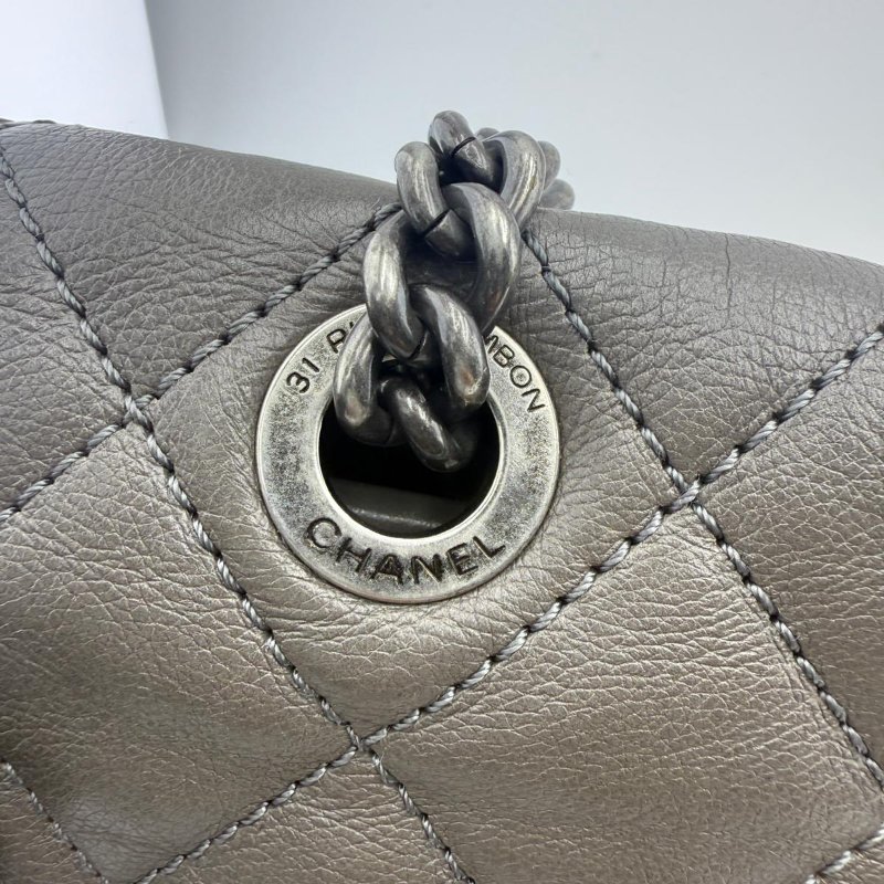 香奈兒 CF 季節款黑銀單肩斜挎包-21