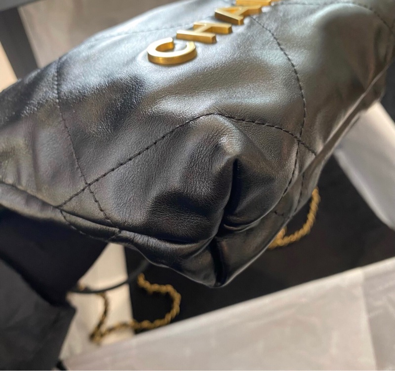 【98%新 ✨ 全網最抵】Chanel 22 bag mini 黑金 牛皮 芯片款 全套配件齊-5