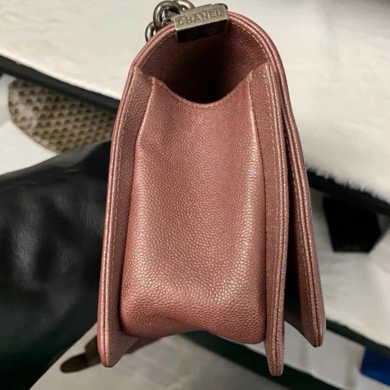 【98%新 ✨ 全網最抵】 Chanel leboy 中號 山形紋粉色 銀扣 荔枝牛皮 26開-4