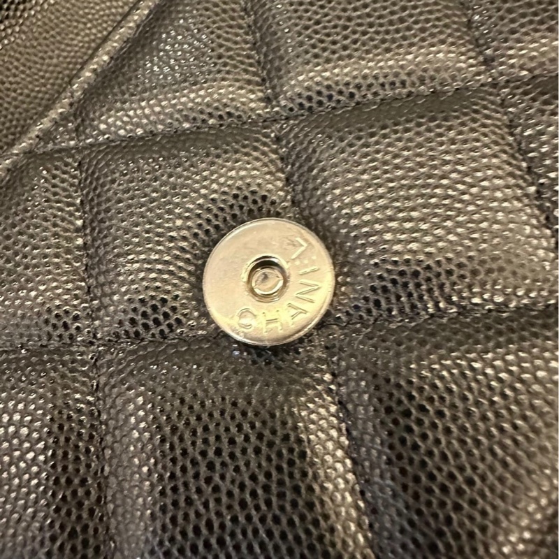 【98%新 ✨ 全網最低價】 32開 Chanel woc風琴包 22S琺瑯手柄 黑銀 荔枝皮 公文小廢包-7