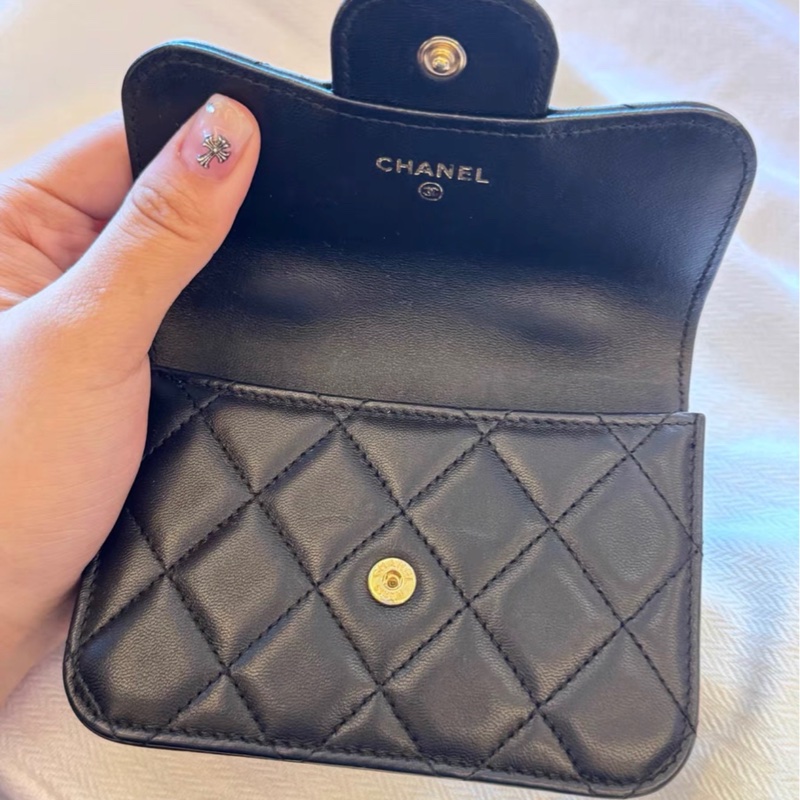 【99%新 ✨ 全網最低價】 Chanel mini woc 21k黑金 手柄 羊皮 單肩斜挎包 王心凌同款-3