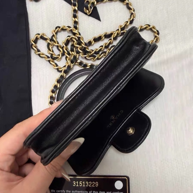 【99%新 ✨ 全網最低價】 31開 Chanel mini woc 21A黑金 手柄 羊皮 單肩斜挎包 王心凌同款-2