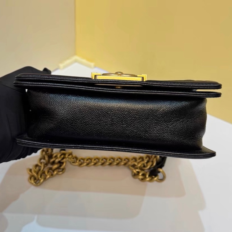 【96%新 ✨ 全網最低價】Chanel Leboy小號 24開 黑金山形紋 荔枝牛皮 鏈條包-2