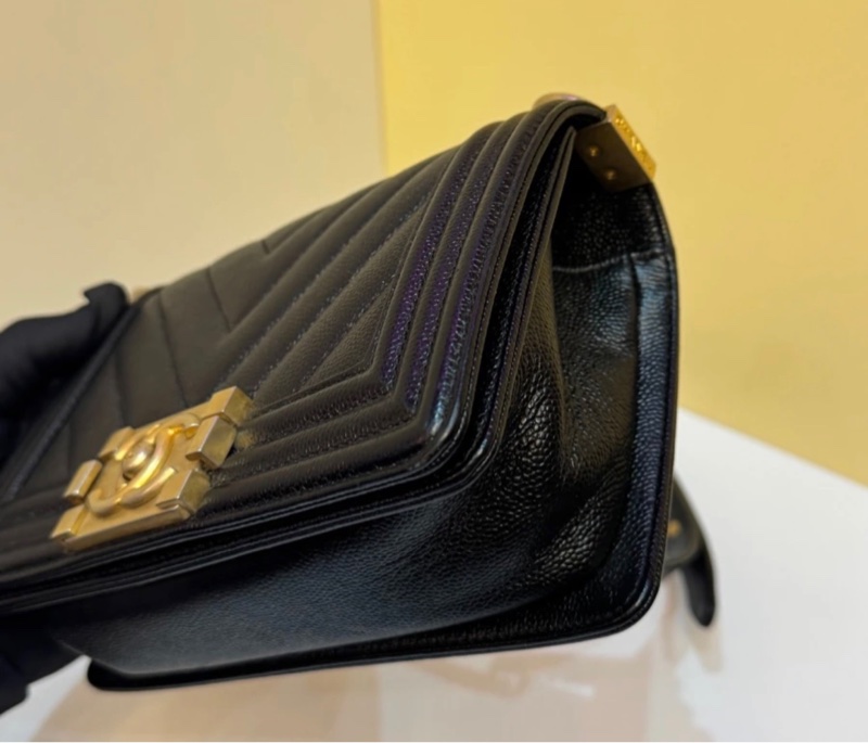 【96%新 ✨ 全網最低價】Chanel Leboy小號 24開 黑金山形紋 荔枝牛皮 鏈條包-3