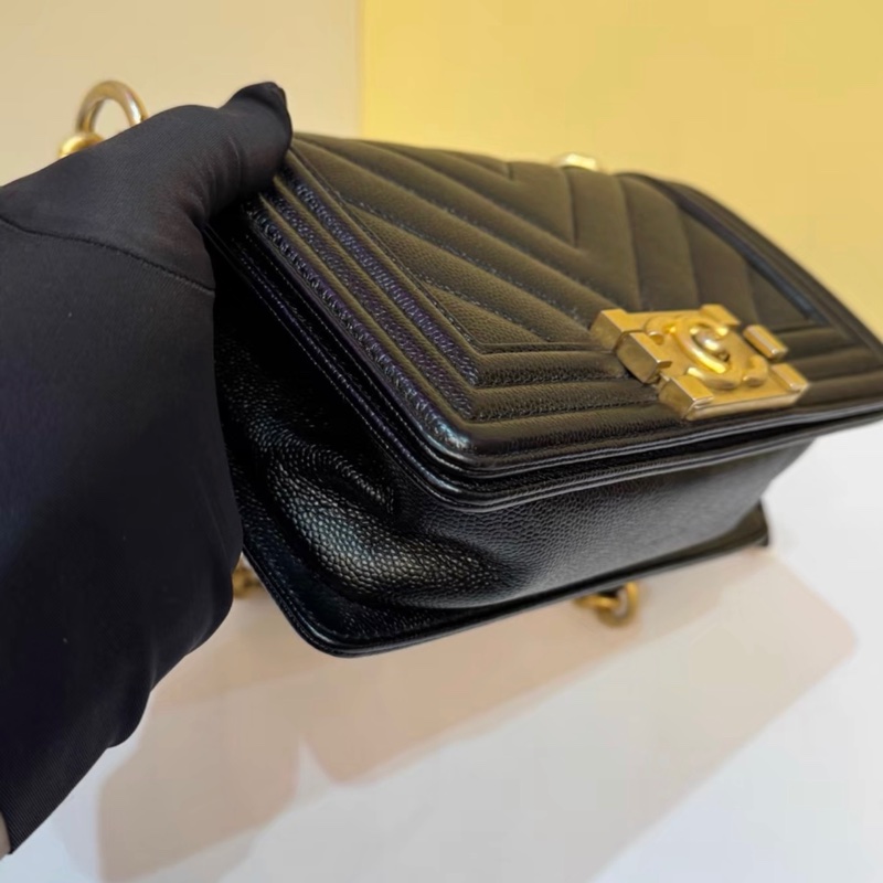 【96%新 ✨ 全網最低價】Chanel Leboy小號 24開 黑金山形紋 荔枝牛皮 鏈條包-4