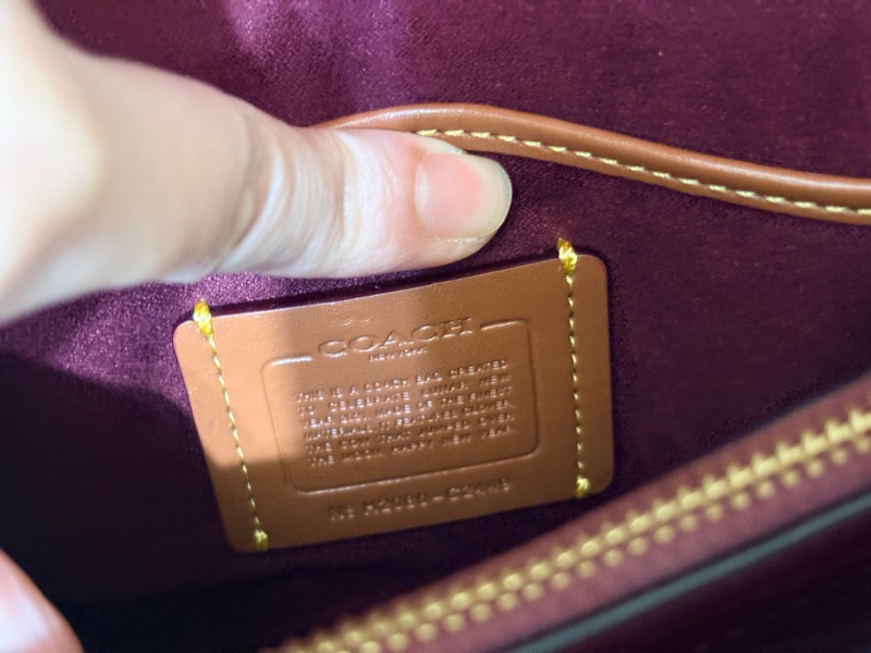 二手閒置coach紅色拼接皮革老花鍊條肩/側背包-3